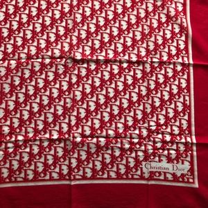 Authentic Vintage Christian Dior Trotter Pattern Red Bandana Scarf